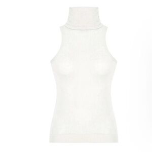 Sleeveless Turtleneck Knit Top - White